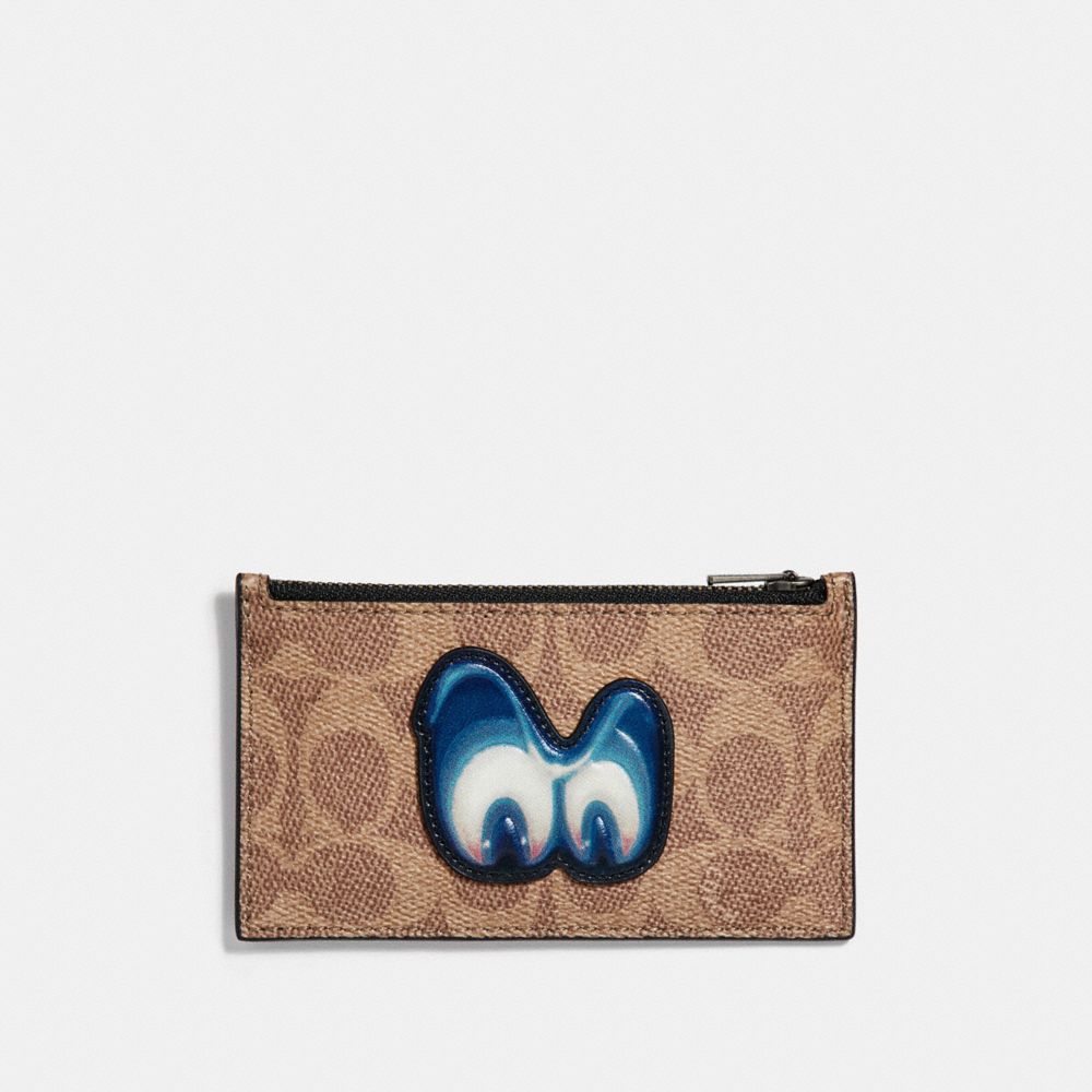 étui Pour Cartes Zip Disney X Coach En Signature Avec écusson