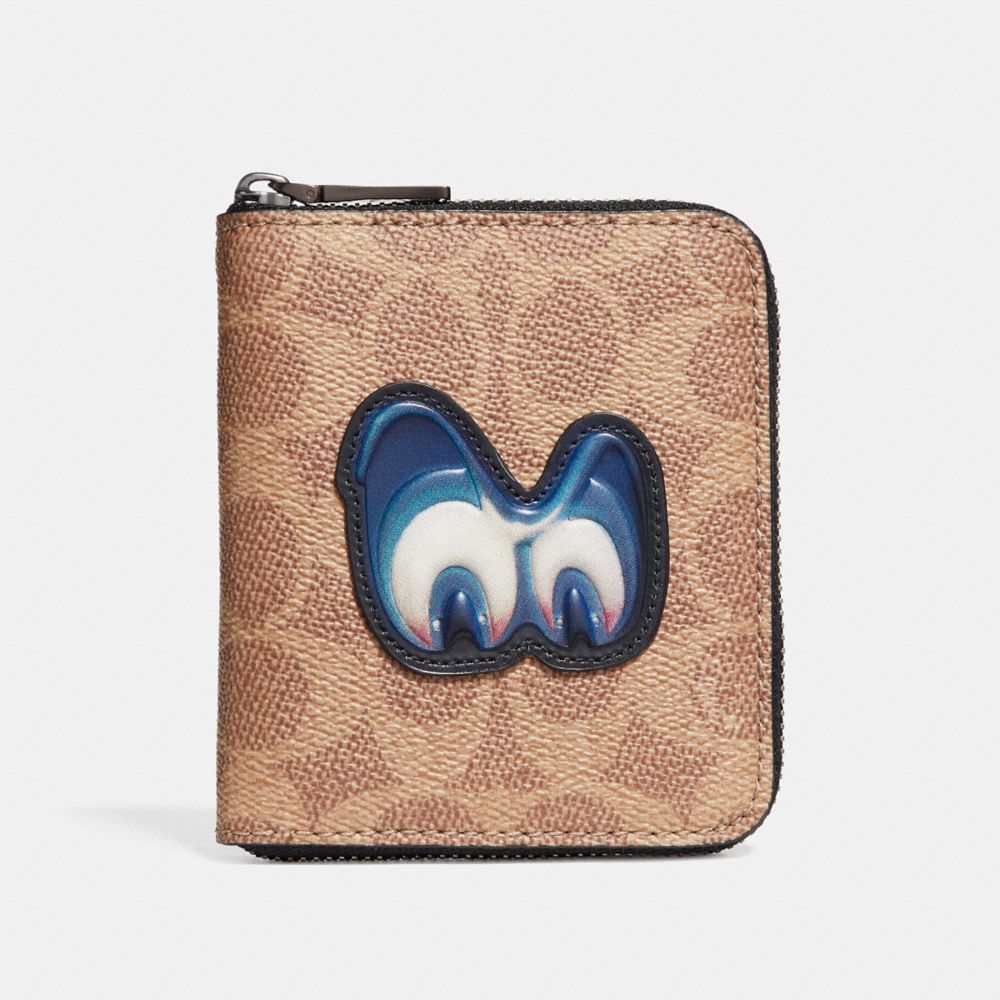 Disney X Coach Small Zip Around Wallet In Signature With Patch