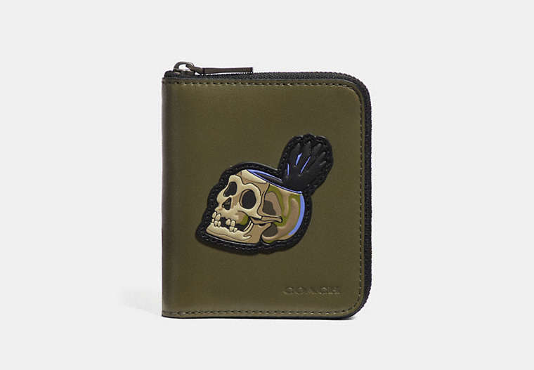 Disney X Coach Small Zip Around Wallet With Skull