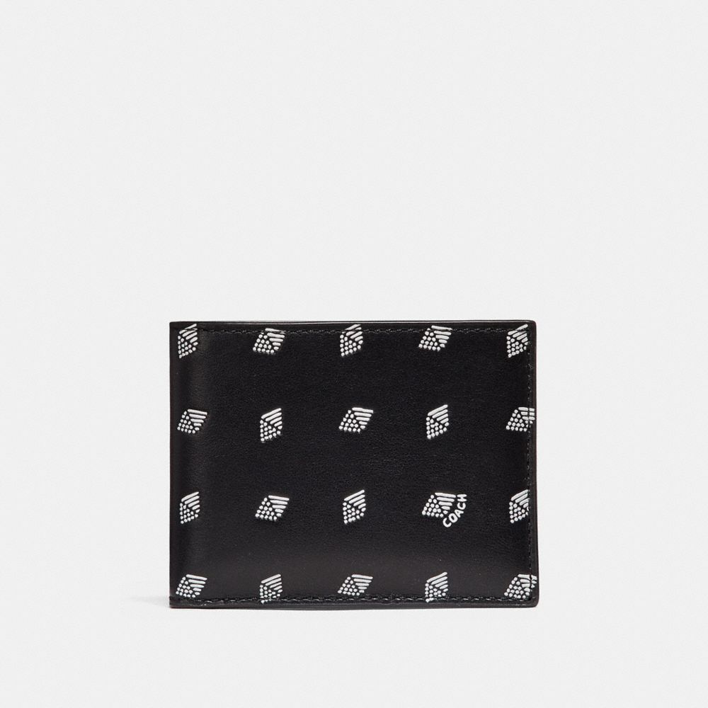 Slim Billfold Wallet With Dot Diamond Print