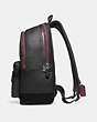 COACH®,DISNEY X COACH ACADEMY BACKPACK WITH POISON APPLE GRAPHIC,Leather,Large,Matte Black/Black,Angle View