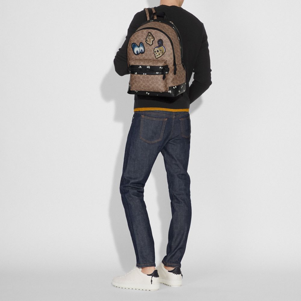 Disney x coach campus backpack outlet 23 in signature patchwork