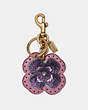 COACH®,LEATHER SEQUIN APPLIQUE TEA ROSE BAG CHARM,Smooth Leather,UE/ROSE,Front View