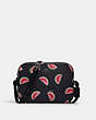 COACH®,MINI CAMERA BAG WITH WATERMELON PRINT,Silver/Navy Red Multi,Front View