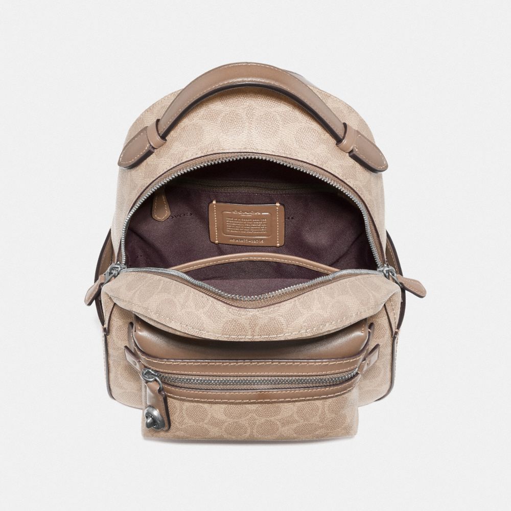 COACH®,CAMPUS BACKPACK 23 IN SIGNATURE CANVAS,pvc,Medium,Light Antique Nickel/Sand Taupe,Inside View,Top View