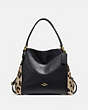 COACH®,EDIE SHOULDER BAG 31 WITH BLOCKED LEOPARD PRINT,Leather,Large,Brass/Leopard,Front View