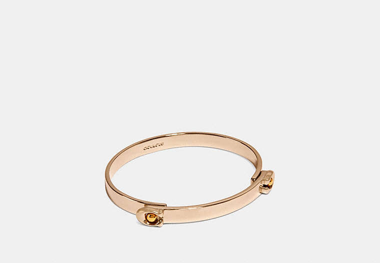 COACH®,SCULPTED SIGNATURE TENSION HINGED BANGLE,Metal,Rose Gold/Silver,Front View