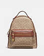 COACH®,CAMPUS BACKPACK IN SIGNATURE CANVAS,Signature Coated Canvas,Large,Brass/Tan/Rust,Front View
