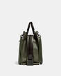 COACH®,ROGUE WITH BELL FLOWER PRINT INTERIOR,Leather,Large,Black Copper/Army Green,Angle View