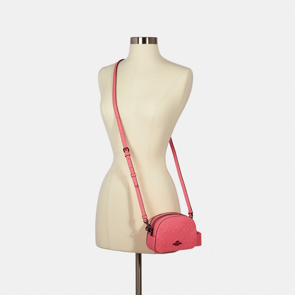 USA Shop Coach & Brandname - #Coach MINI SERENA CROSSBODY IN SIGNATURE  LEATHER (COACH #3278) QB/PINK LEMONADE Signature smooth calf leather and  smooth calf leather, Two credit card slots