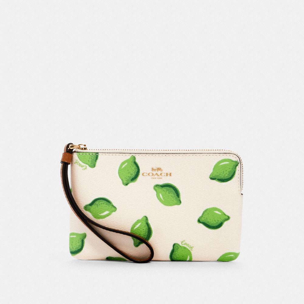 COACH Outlet Corner Zip Wristlet With Lime Print