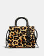 COACH®,ROGUE 25 WITH EMBELLISHED LEOPARD PRINT,Haircalf,Medium,Pewter/Leopard,Front View