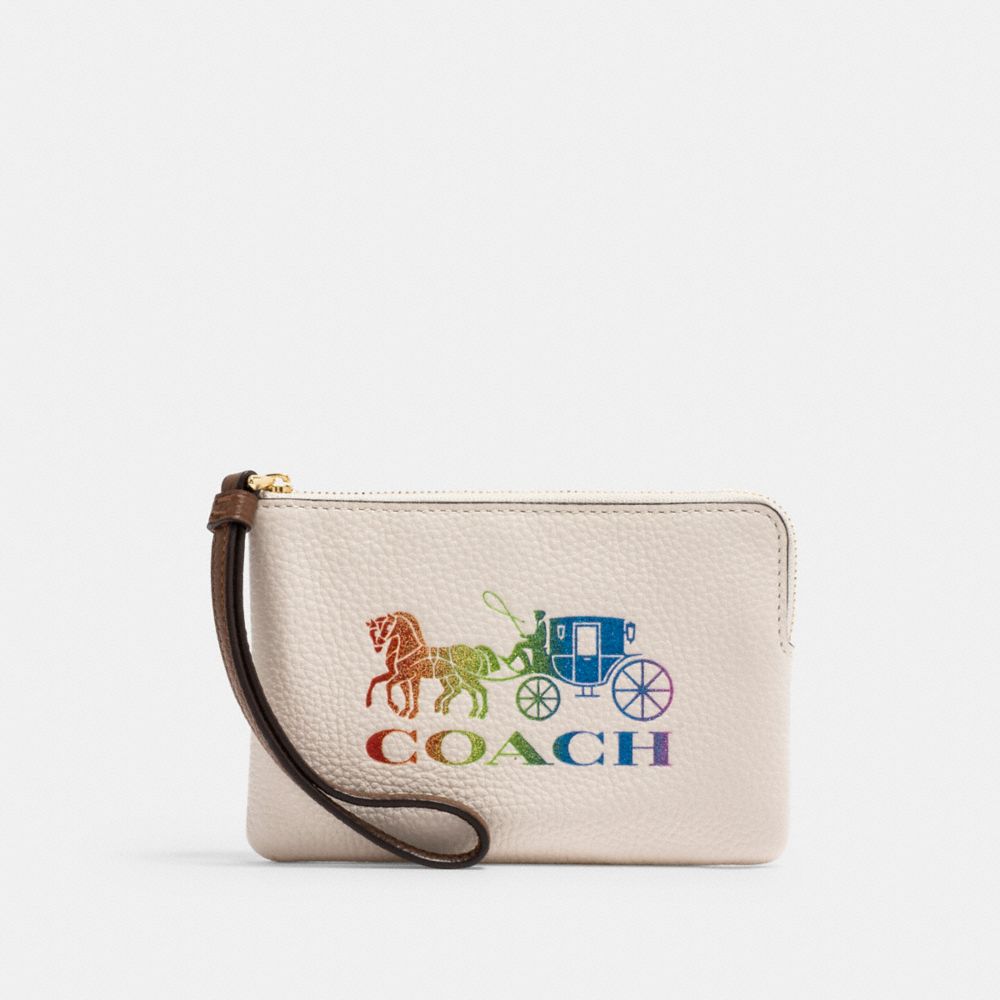 Zip Wristlet in Black with Rainbow LOVE