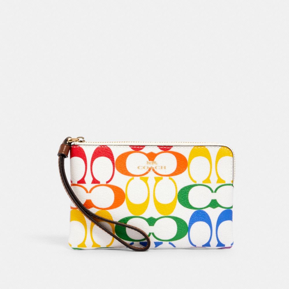 Zip Wristlet in Black with Rainbow LOVE