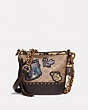 COACH®,DISNEY X COACH DUFFLE 12 IN SIGNATURE PATCHWORK,Coated Canvas,Small,Brass/Tan Multi,Front View