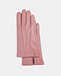 COACH®,SCULPTED SIGNATURE SHORT LEATHER GLOVES,Leather,Rose,Front View