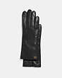 COACH®,SCULPTED SIGNATURE TECH GLOVES,Leather,Black,Front View