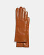 COACH®,SCULPTED SIGNATURE TECH GLOVES,Leather,Canyon,Front View