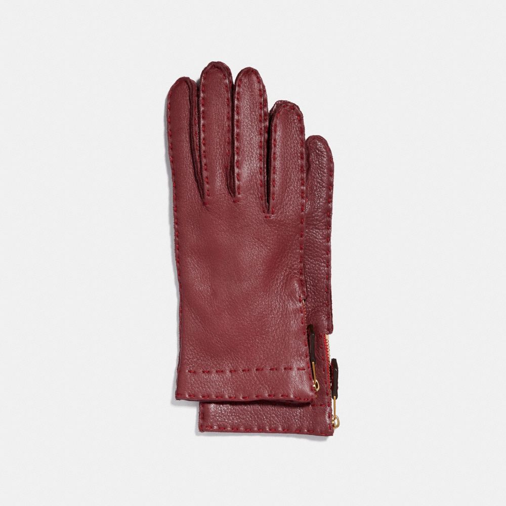 Deerskin Leather Tab Zipper Gloves