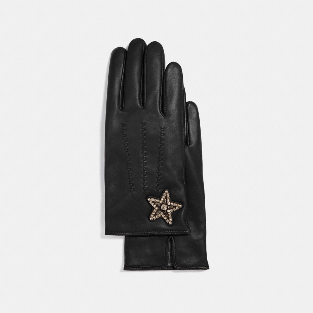 Embellished Star Leather Gloves