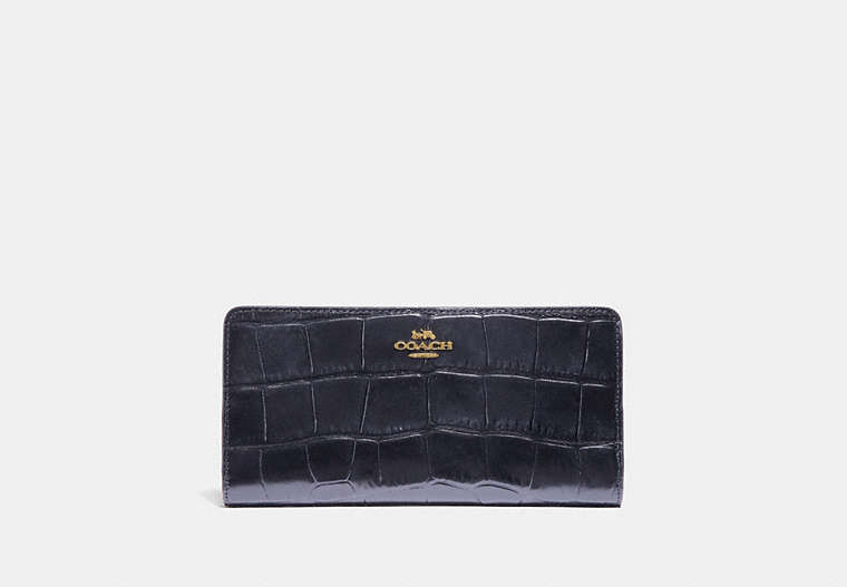 COACH®,SKINNY WALLET,Leather,Gold/Ink,Front View