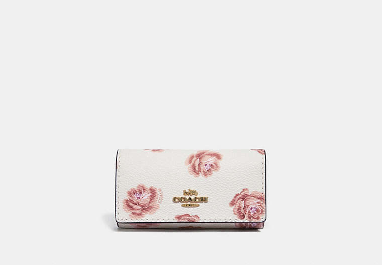 Six Ring Key Case With Rose Print