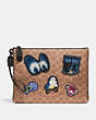 COACH®,DISNEY X COACH TURNLOCK WRISTLET 30 IN SIGNATURE PATCHWORK,Coated Canvas,Pewter/Tan Black,Front View