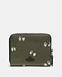 COACH®,DISNEY X COACH SMALL ZIP AROUND WALLET WITH SPOOKY EYES PRINT,Leather,Black Copper/Army Green,Back View