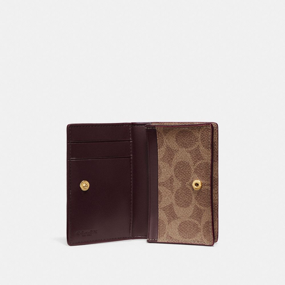 COACH®,ビジネス カード ケース シグネチャー キャンバス,カードケース/定期入れ/名刺入れ,ﾌﾞﾗｽ/ﾀﾝ ﾗｽﾄ