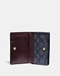 COACH®,BUSINESS CARD CASE IN SIGNATURE CANVAS,Coated Canvas,Charcoal/Midnight Navy/Light Gold,Inside View,Top View