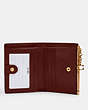 COACH®,SNAP CARD CASE IN SIGNATURE LEATHER,Leather,Gold/Taupe,Inside View,Top View