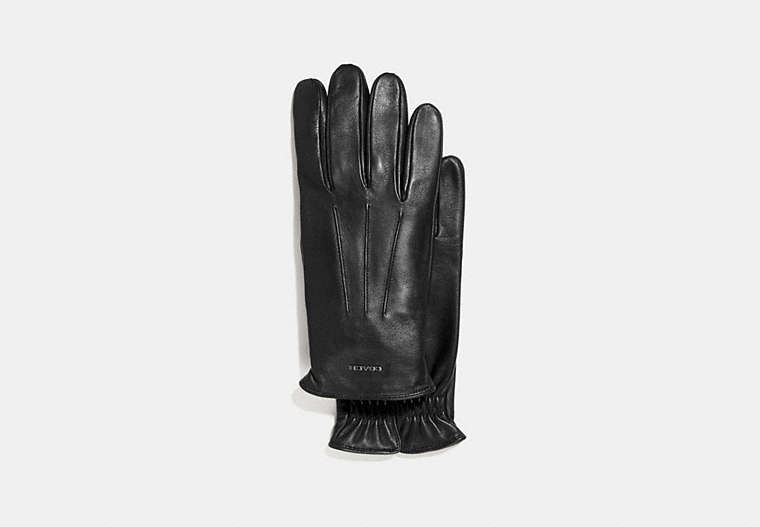 COACH®,TECH NAPPA GLOVES,Leather,Black,Front View