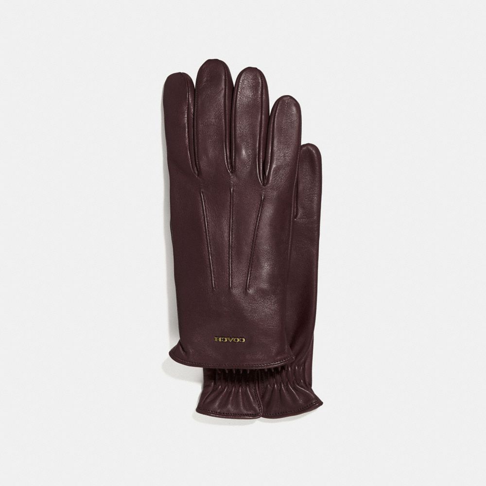 COACH®,TECH NAPPA GLOVES,Mahogany brown,Front View