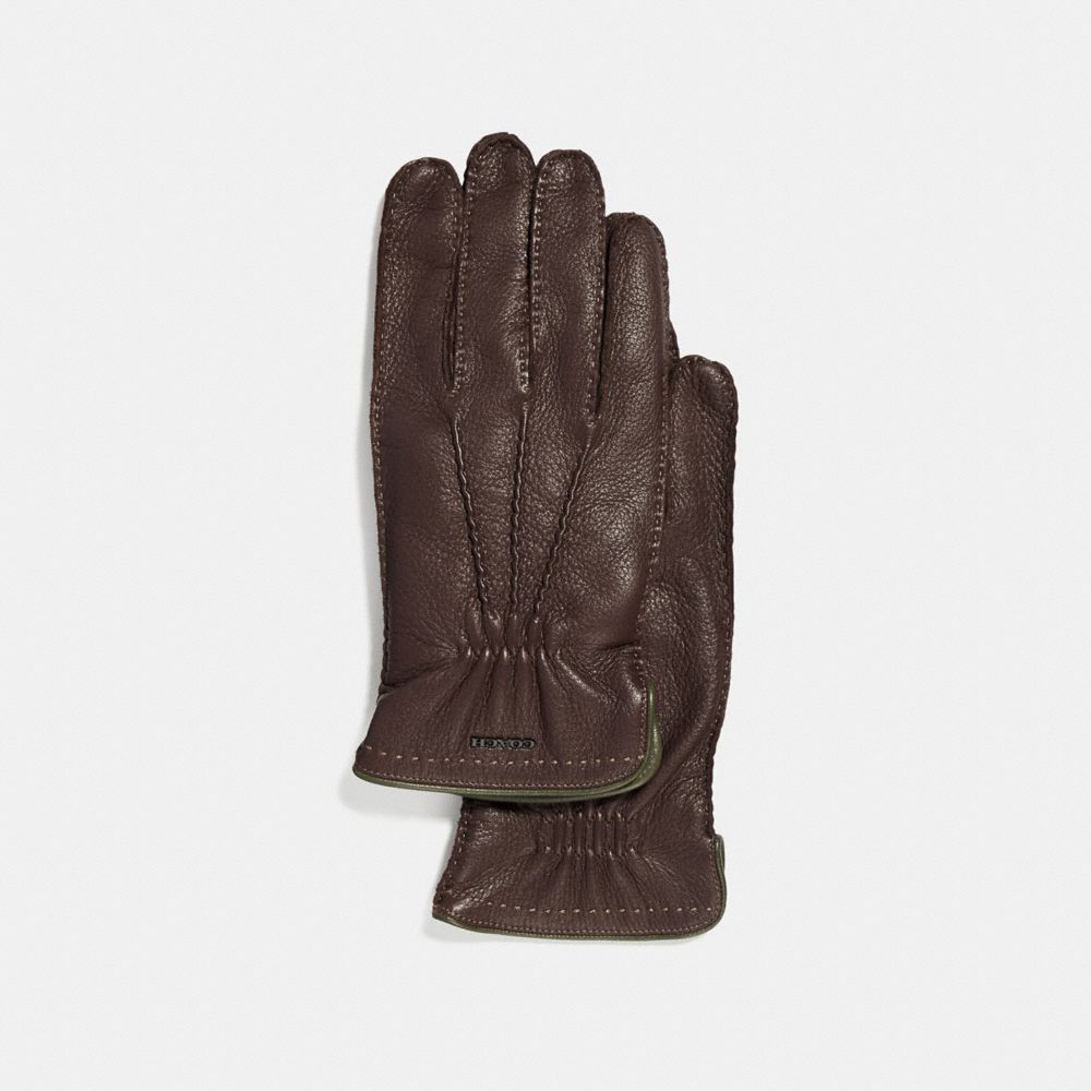 COACH®,Deerskin Gloves,,Front View