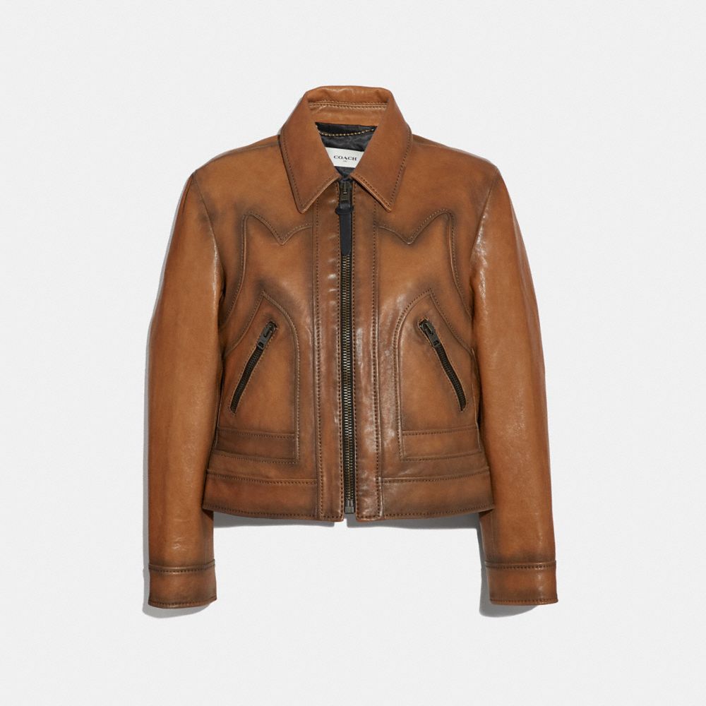 Coach burnished 2025 leather jacket