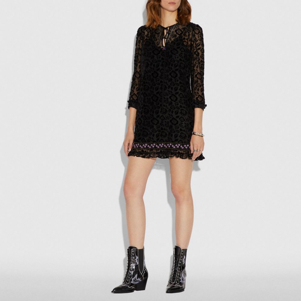 COACH®,Deco Print Dress With Necktie,,Scale View