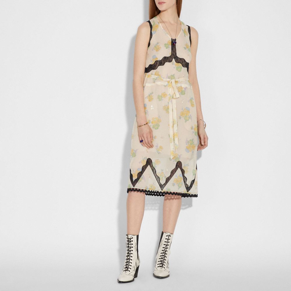 Forest Floral Print Sleeveless Dress