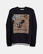 COACH®,DISNEY X COACH SIGNATURE SWEATSHIRT WITH PATCHES,cotton,Dark Shadow,Front View
