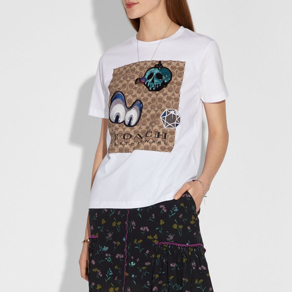 Disney X Coach Signature T Shirt With Patches