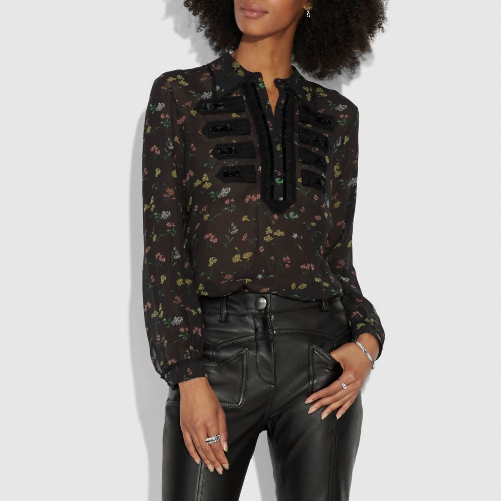 COACH®,Wildflower Print Military Shirt,,Scale View