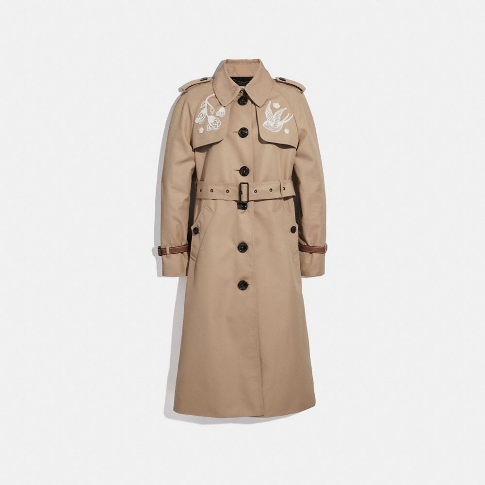 COACH COACH Lace Embroidered Trench Coat