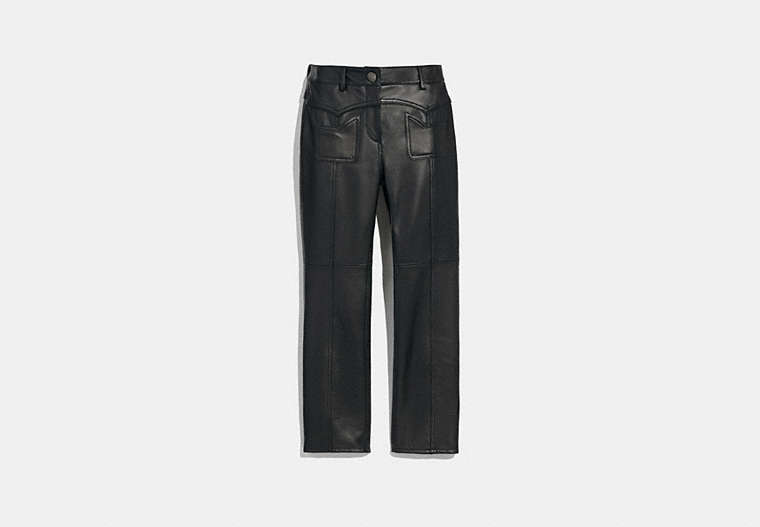 COACH®,LEATHER PANTS,Leather,Black,Front View