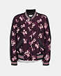 COACH®,FOREST FLORAL JACQUARD VARSITY JACKET,Other,Black,Front View