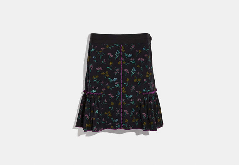 COACH®,PRINTED SKIRT,Other,Black,Front View