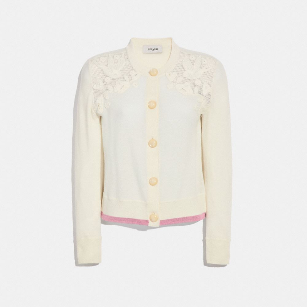 Crochet Crew Neck Cardigan