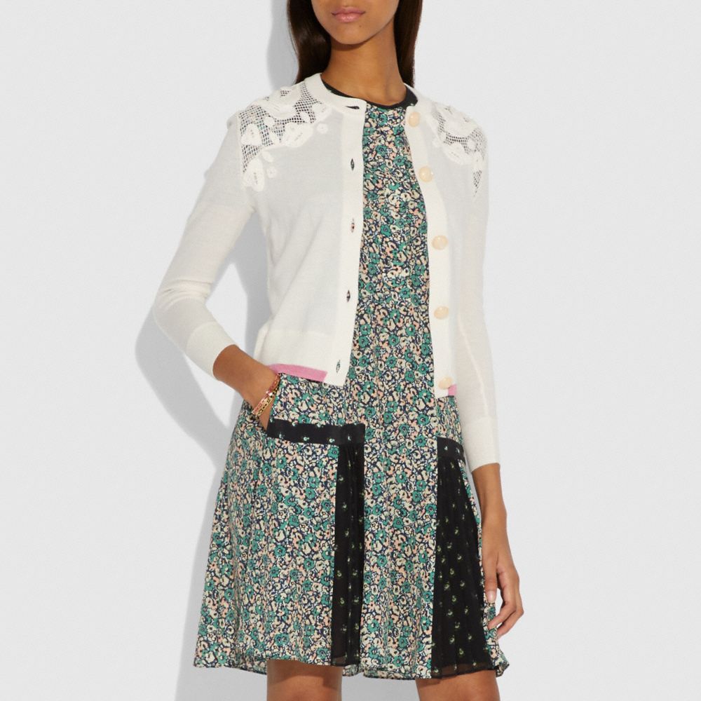 Crochet Crew Neck Cardigan