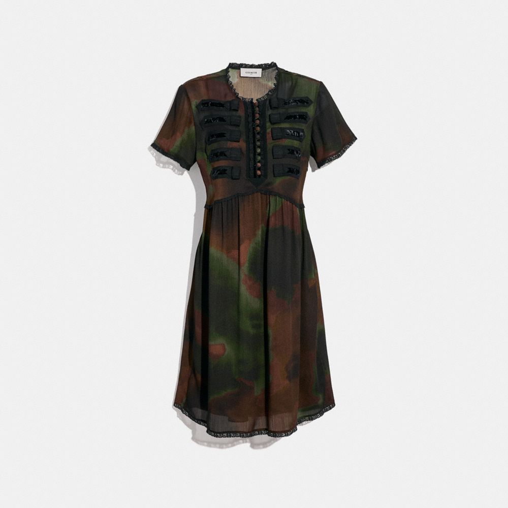 Tie Dye Print Military Dress