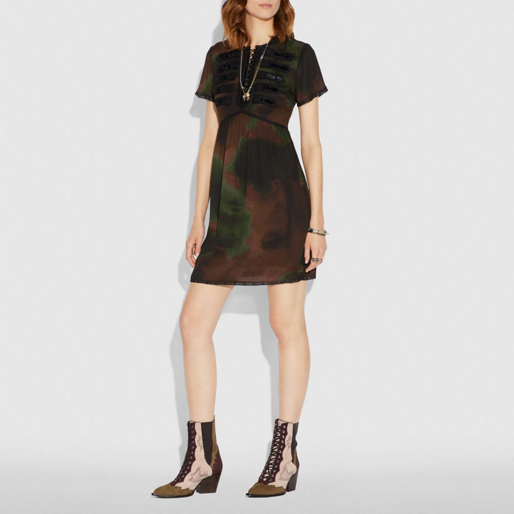 Tie Dye Print Military Dress