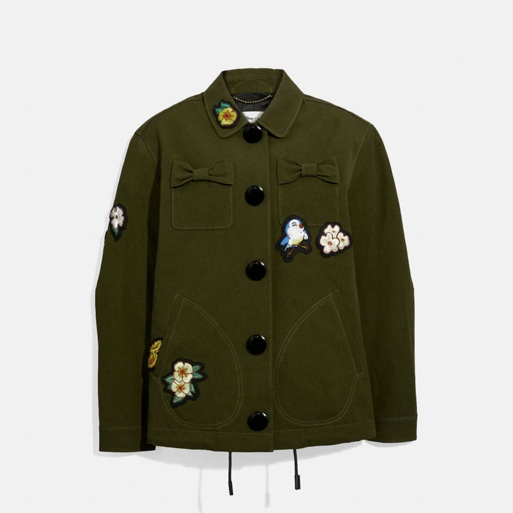 COACH®,DISNEY X COACH COACH'S JACKET,cotton,Khaki Green,Front View