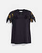 COACH®,LACE EMBROIDERED T-SHIRT,Dark Shadow,Front View
